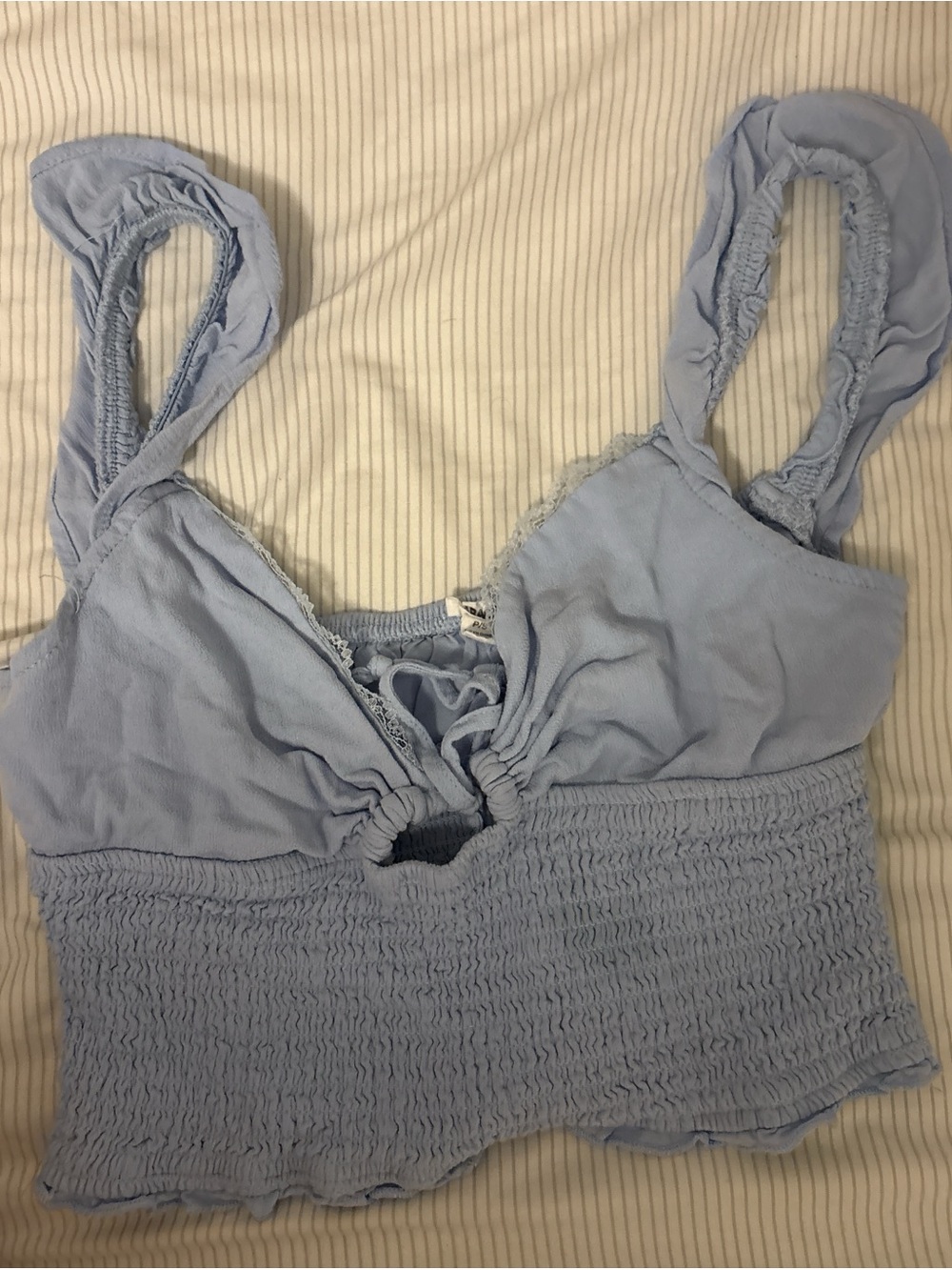 Light Blue Smocked Crop Top